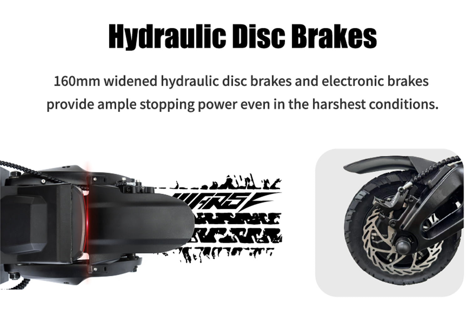 MARS 11 GTR Electric Scooter hydraulic disc brakes