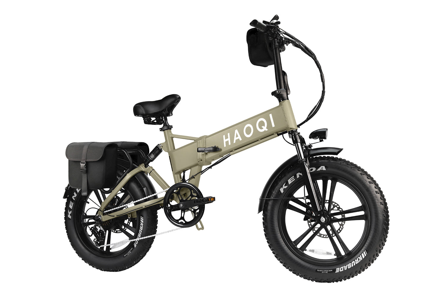 Haoqi Folding E-bike EB3 off-road tires Khaki side view
