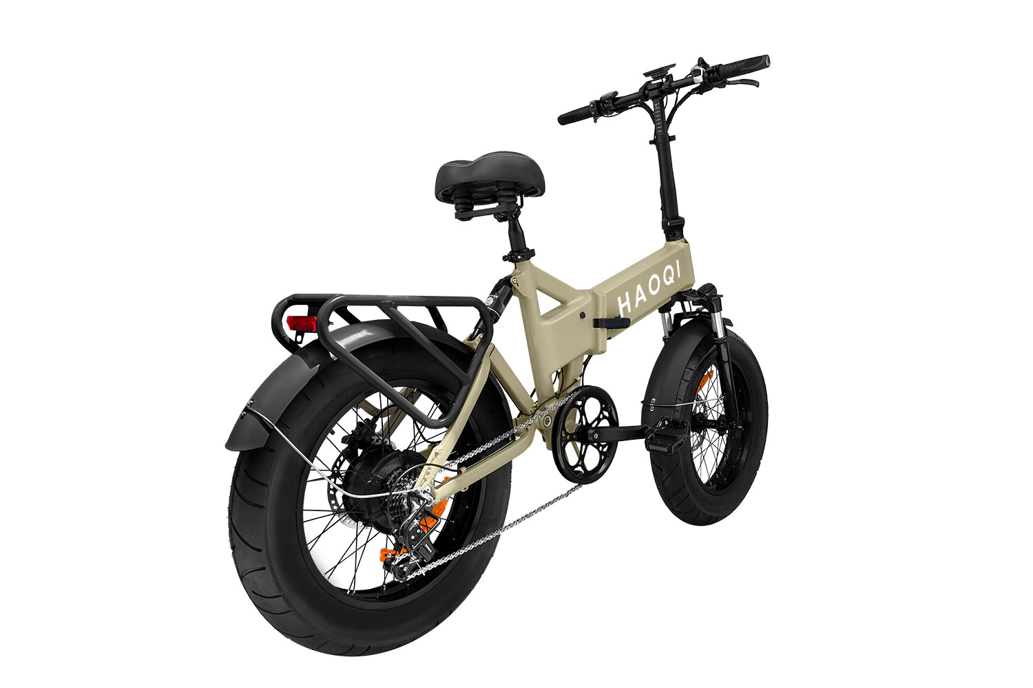 Haoqi Folding E-bike EB3 urban tires Khaki Rear side view