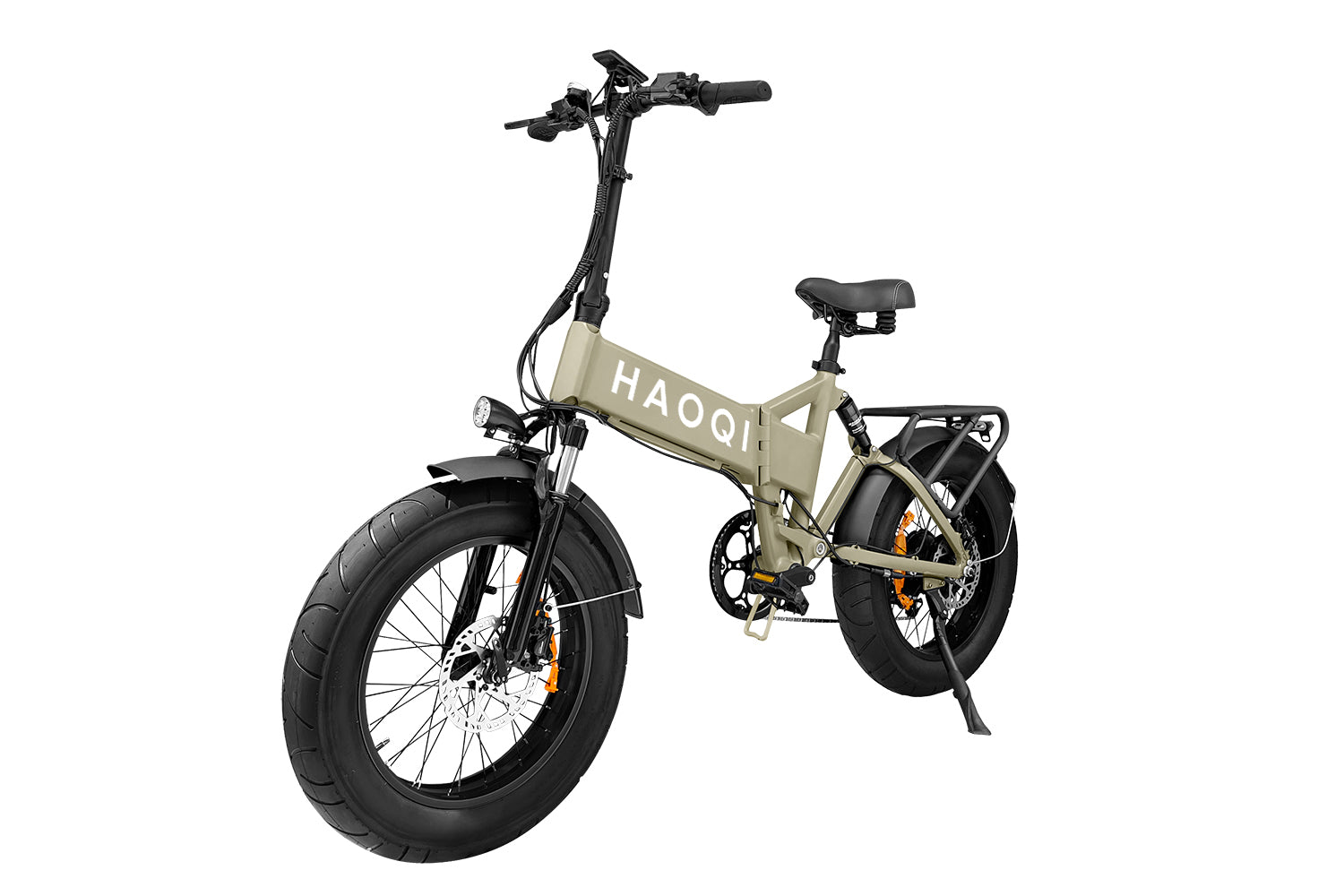 Haoqi Folding E-bike EB3 urban tires Khaki side view